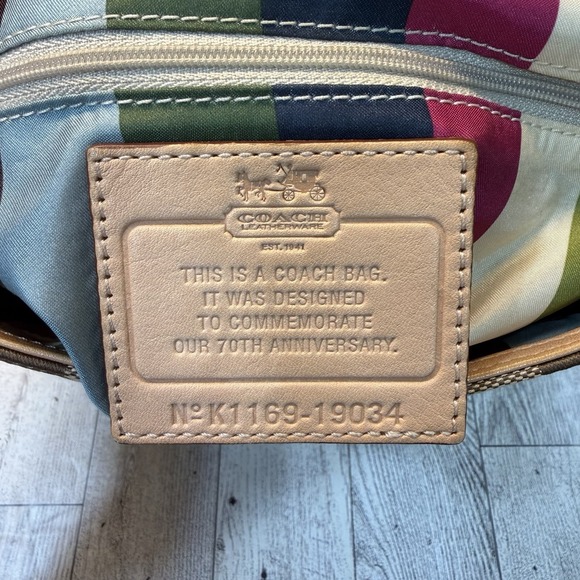 Coach Willis Brown Signature Canvas Tan Leather 70th Anniversary Crossbody Bag - Picture 16 of 16